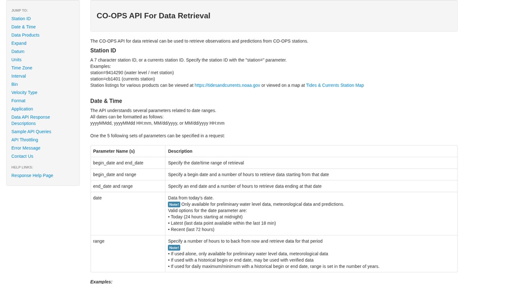 NOAA Tides and Currents API