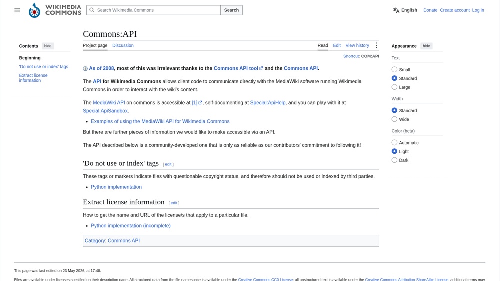 Wikimedia Commons API