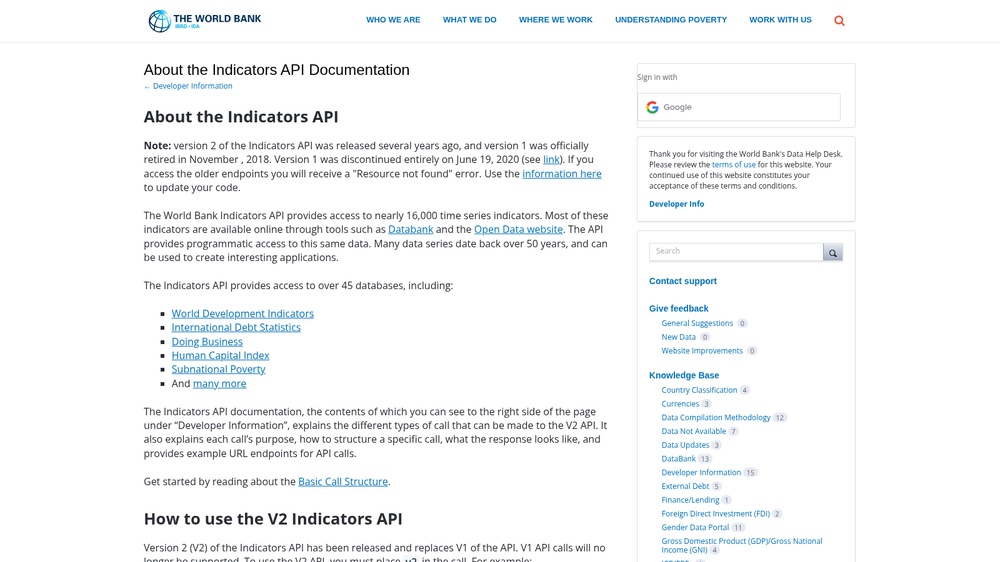 World Bank Indicators API