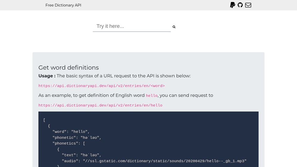Free Dictionary API