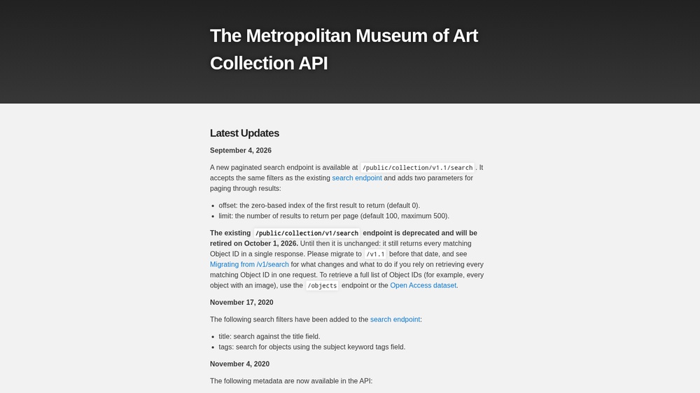 The Metropolitan Museum of Art Collection API